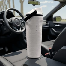 30oz High-Capacity Insulated Tumblers With Honeycomb Texture - Crafted From Stainless Steel For Long-Lasting Hot And Cold Retention. Product Features: Portable Carry Handle, One-Touch Lid Opening, And A Durable, Non-Slip Surface Finish. Available In A Variety Of Colors. - 黑與白 - 查看 5