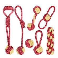 7pcs Durable Chew Toys Set, Suitable For Biting Dogs, Medium & Small Breeds Teething Toys, Sturdy Tug Of War Toy Set With Dual-Color Braided Ropes, Also Help Clean Teeth - Durable Pet Supplies, Chew Toys For Dogs & Cats, Blue & Green Rope Design - 彩色 - 查看 6