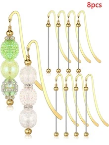 3/8/12/24 chiếc Dấu trang đính hạt, Dấu trang kim loại trống tự làm, mặt dây chuyền trang sức đính hạt, quà tặng thủ công cho người yêu sách, học sinh, giáo viên, văn phòng phẩm (Bạc/Đen xám/Vàng/Vàng hồng) - đánh dấu đính cườm - Xem 15