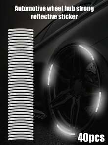 40pcs Strong White Reflective Strips, Women's Car Accessories, Car Decoration, Car Parts, Suitable For Mountain Bike Reflective Wheel Stripe Stickers, Motorcycle Wheels, Cars, Bicycles, Bicycle Reflective Stickers, Decorative Stripes, Wheel Reflective Stickers, Suitable As Gifts For Men, Car Decoration, Car Stickers - Silver - View 13