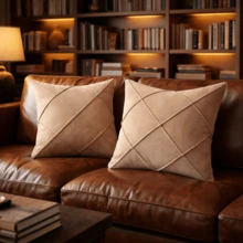 Set Of 4 Cushion Covers 40x40 Cm Premium Suede Decorative Luxury For Sofa, Living Room, Bedroom With Zipper - 4 Màu be - Xem 5