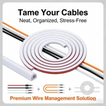 1pc 1/3/5M White Self-Adhesive Cable Concealer, Suitable For Installation On Desktops, Walls And Floors, Prevent Exposed Wires From Causing Tripping Hazards, Hide Soft Cable Channels, Decorative Wire Protector - B - View 12
