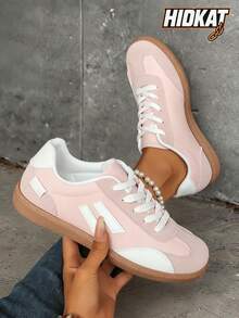 Hidkat 女士夏季训练鞋，新款春秋季薄款休闲平底防滑拼布户外运动鞋 - 粉色 - 查看 10