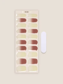 固化凝胶美甲贴，透明底胶，20片装，需使用UV灯固化，沙龙品质，持久耐用，ES20跨境批发代发货红皮书同款美甲贴纸，指尖美甲贴纸 - 杏色 - 查看 3