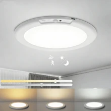 2/4pcs Recharging Ceiling Light With Remote Control Motion Sensing 4000mAh 5W Type-C LED Ceiling Lamp Magnetic Install For Hallway Bedroom Home Stairwell Night Light - Three-tone Lighting - View 2
