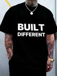 Men's T-Shirt, Classic Graphic T-Shirt, Soft And Comfortable T-Shirts For Men, Script Logo, 180g, 100% Cotton - Negro - Ver 1