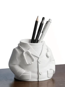 1个医生造型笔筒，仿白色医生文具收纳盒，3D打印笔筒，学生文具整理盒，桌面装饰，多功能收纳盒，化妆刷和铅笔收纳盒，办公用品，返校必备 - 醫生筆筒 - 查看 8
