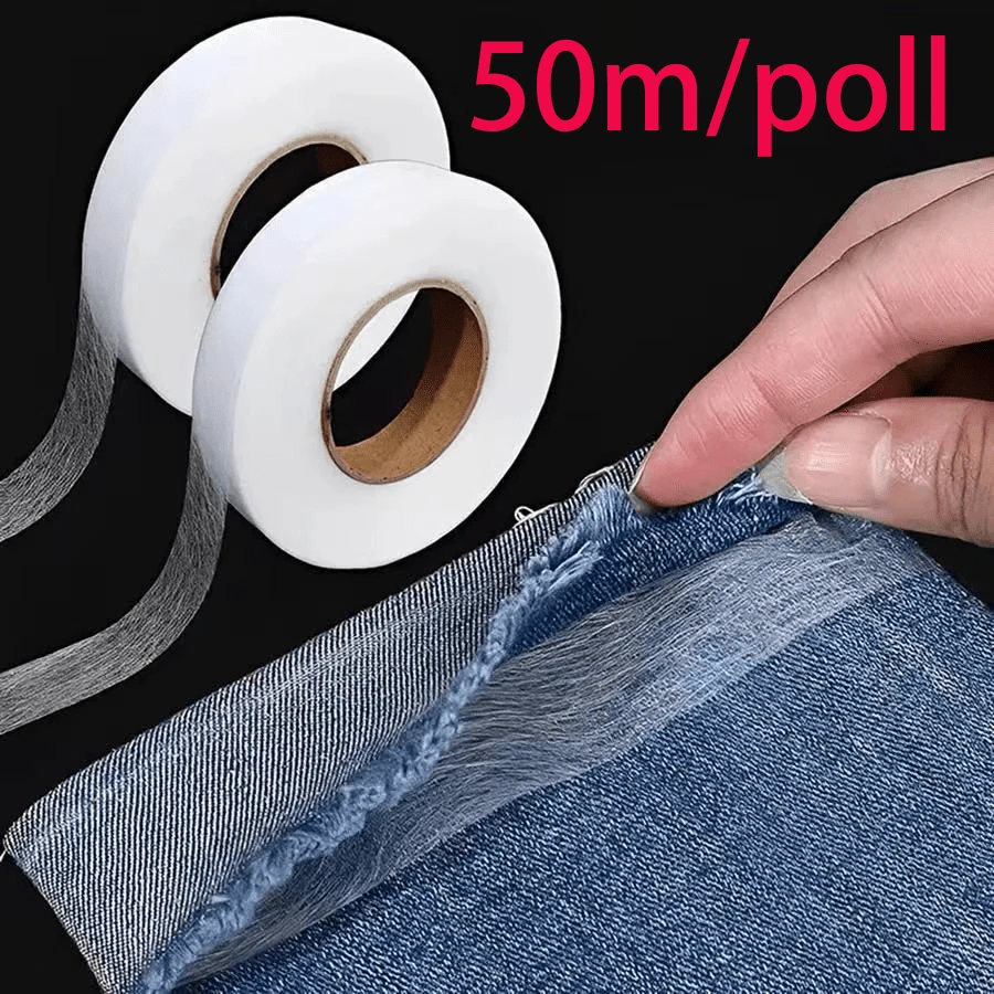 Băng dán viền hai mặt, băng dính nhiệt chắc chắn, không cần may, dùng để dán viền vải cho quần áo, quần tây, quần jean, váy và đầm.