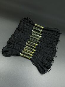 [12pcs/Pack]6-Strand Embroidery Floss, Soft And Durable, Basic Solid Color Thread, Red, Yellow, White, Black 4 Colors Available, Suitable For Clothing Embroidery, Fabric And Accessory DIY, Cross Stitch Creation, Crafts And Handmade Gift Making - Cross-stitch Thread - View 10
