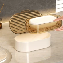 1个双层浴室皂碟，带盖，塑料材质，防漏，保持肥皂干燥，旅行必备 - 彩色 - 查看 2