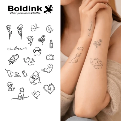  Bộ 2 hình xăm tạm thời Boldink hình động vật và hoa dễ thương, hình xăm nghệ thuật chống thấm nước, giữ được 1-2 tuần, công thức từ thực vật, dịu nhẹ, phù hợp sử dụng hàng ngày, trang trí theo phong cách ngọt ngào cho bé gái, món quà chữa lành cho các cô gái, món đồ không thể thiếu.
