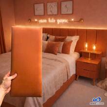 Dubai Modular Headboard Kit For Rectangular Upholstered Box Bed With 20x45 Cm Plate - Naranja Quemada - Ver 2
