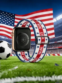 2026 USA-Canada-Mexico Soccer Themed Stretchy Watch Band, Waterproof Elastic Solo Loop Sport Strap Compatible With Apple Watch 38/40/41/42/44/45/46/49mm, For Apple Watch Series 11–1, SE & Ultra, Men & Women - World Cup Edition - View 5