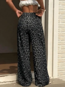 Quần dài nữ đa năng in họa tiết toàn thân, phù hợp cho mặc hàng ngày, đi nghỉ mát, công sở, hẹn hò, du lịch, mọi mùa xuân. - Đen và xám - Xem 2