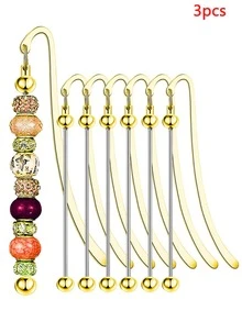 3/8/12/24 chiếc Dấu trang đính hạt, Dấu trang kim loại trống tự làm, mặt dây chuyền trang sức đính hạt, quà tặng thủ công cho người yêu sách, học sinh, giáo viên, văn phòng phẩm (Bạc/Đen xám/Vàng/Vàng hồng) - đánh dấu đính cườm - Xem 24