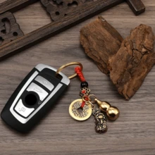1pc Feng Shui Keychain - Auspicious Pixiu Gourd, Brass Gourd, Lucky Coin, Brings Good Fortune And Wealth, Chinese Style Decorative Pendant, Suitable For Collection And Gifting - Chinese Amulet Keychain - Brings Good Luck, Wealth And Protection - Car Keychain Accessory - Gold - View 6