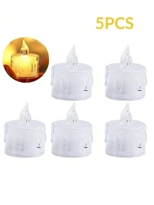 5/12/24pcs Acrylic Crystal Drip Pattern LED Electronic Candle Lights (With Batteries), Rose Pattern Projection Tea Candle Lights, Simulated Flameless Candle Lights, Suitable For Weddings, Valentine's Day, Holidays, Home Decor, Dining Table Decor - Warm Light - View 10