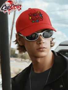 1pc Red Unisex Von-Dutchs Print Baseball Cap, Sun Hat, Curved Brim, Dad Cap. Suitable For Daily Use And Outdoor Activities. Outdoor Adjustable Sun Cap. Spring-Summer Travel, Tourism, Beach Vacation Hat. - 紅色 - 查看 2