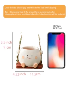 1个可爱秋千花盆，卡通笑脸悬挂式花盆，防水户外花园装饰，适用于露台、阳台、庭院、门廊，非常适合种植多肉植物、花卉、香草，创意悬挂式花盆带绳索秋千，是园艺用品、户外装饰、花园雕像和房间装饰的理想选择。 - A - 查看 8