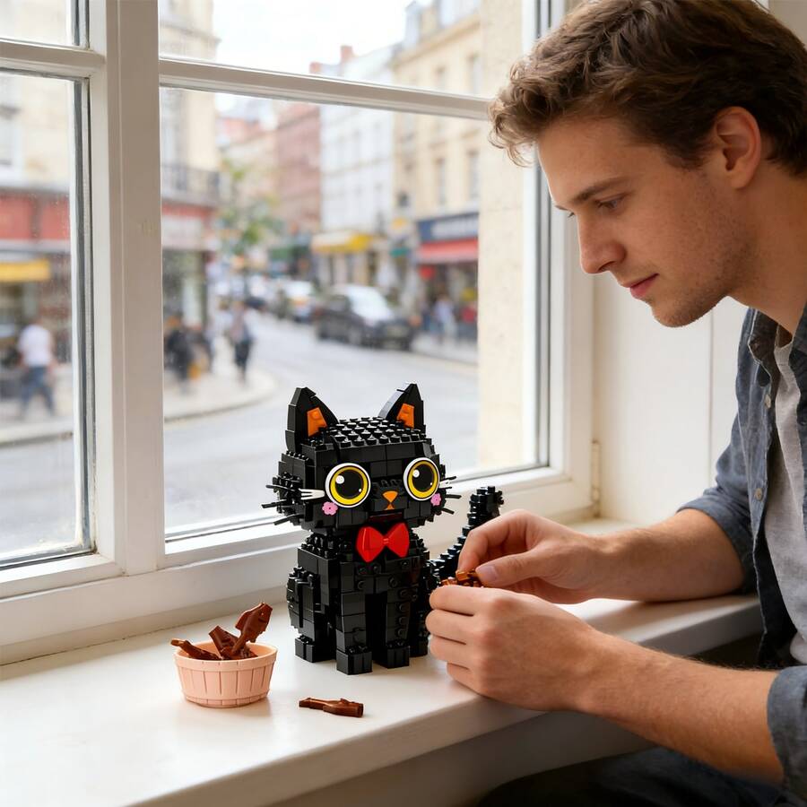 1651pcs Luxury Mini Building Blocks Game Set, Stress Relief And Anxiety Reduction Toy For Adults, Interesting Adult Game Kit, Creative Cat Model Puzzle, Perfect Birthday Gift, Exquisite Flower Cat Building Model (With Stickers), Luxury Desktop And Bedroom Decor, Helps Relieve Stress And Anxiety, Educational Hands-On Toy, Stress Relief Toy, Ideal Gift For Valentine's Day, Christmas, Birthday And Any Special Occasion, No LED Lights Included - Multicolor - View 1