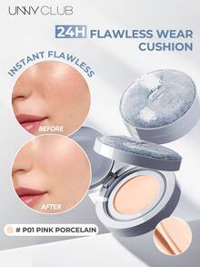 UNNY CLUB Long-Lasting Cushion Foundation, Lightweight & Breathable, Moisturizing & Brightening, Smudge-Proof - P01 Pink Porcelain Color - View 1