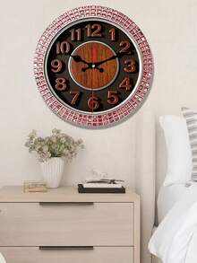 2D Flat 1pc Purple Wooden Clock Face With Full Diamonds, Modern Luxury Home Decor Wall Clock, Silent Decorative Creative Clock, 25x30cm (Batteries Not Included) - Multicolor - View 4