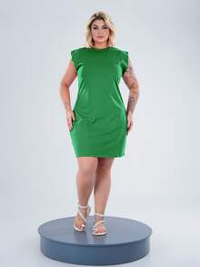 Women's Loose-Fitting Muscle Dress With Butterfly Sleeves, 100% Cotton Knit, Plus Size, Casual, Day/Night Outings, Perfect For Mom, Women, Aunts, Grandmas, And Gifts - màu xanh lá - Xem 4