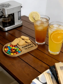 Bandeja de madera, bandeja de servir, bandeja de postres, bandeja de almacenamiento dividida de madera maciza, bandeja para tazas de café, bandeja ovalada, bandeja para pasteles, bandeja para aperitivos, bandeja de cocina, bandeja para dulces, bandeja para magdalenas, adecuada para cumpleaños, reuniones festivas, decoración de mesa, se puede usar para sostener postres, pasteles, panes, aperitivos, regalo del Día del Padre, regalo para el padre, regalo para el abuelo - Ver 5