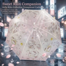 Miniso New Pink Transparent Kitty Cat Umbrella With Black Coating, Stain-Resistant And Durable, Suitable For Both Sunny And Rainy Days. Compact And Cute Double-Person Design, Easily Fits In Backpack For Convenient Carrying, Essential For Daily Travel - Kitty Series - View 15