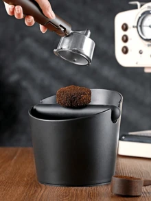1pc Shock-Proof Coffee Grounds Collector Box, Suitable For Barista Coffee Grinding, Anti-Slip Coffee Grounds Dumping Bucket, Coffee Accessories, Student Supplies, Back To School Season - Black - View 2