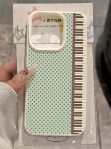 1pc White Polka Dot On Green Piano Key Minimalist Personalized TPU Shockproof Full Coverage Phone Case, Suitable Compatible With Apple 17, 16, 15, 14, 13, 12, 11 Pro Max, Air, And Series - Multicolor - View 3