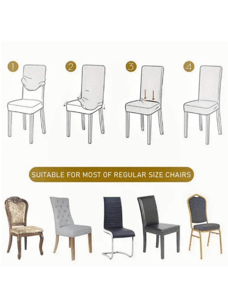 1件/4件/6件套椅套，优雅椅套装饰，牛奶丝面料防滑弹力全包覆式椅套，1件标准尺寸，4件套，6件套，花卉印花，色彩缤纷，四季皆宜 - 彩色 - 查看 3