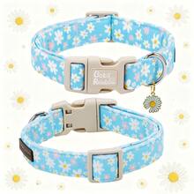 Bobo Rainbow Dog Collars Spring Summer Blue Daisy Print Pet Collar Holiday Adjustable Pendant Collar With Quick Release Plastic Buckle For Dogs - Blue and White - View 6