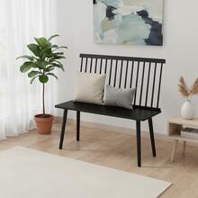 COSTWAY Entryway Bench For 2, Windsor Bench With Spindle Back, Rubber Wood Dining Bench, Indoor Bench For Kitchen Dining Room Hallway, Black - 黑色 - 查看 3