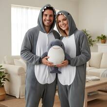 nerd hunters Vuxen Kigurumi Pyjamas Plysch unisex Cosplay kostym Animal Shark Sharkki - Grå - Visa 2