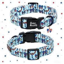 Bobo Rainbow Dog Collars Independence Day Blue American Flag Themed Bow Print Pet Collar 4th Of July Adjustable Pendant Collar With Quick Release Plastic Buckle For Dogs - Biru - View 6