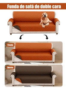Reversible Sofa Cover For 1, 2, Or 3 Cushions, Splash-Resistant Furniture Protector With Foam Rods And Non-Slip Elastic Straps, Designed For Homes With Dogs And Cats, Protects Your Sofa From Scratches, Stains, And Pet Hair, Easy To Install And Clean, Practical And Decorative Accessory, Ideal For Mother's Day In Living Rooms, Bedrooms, And Family Spaces - 橘色 - 查看 2