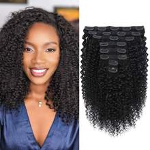 ZHENDEFA 120g 8pcs/Set Natural Black Brazilian Remy Human Hair Fluffy Curly Clip-In Hair Extensions, 20 Clips, 3C 4A Curl Degree, Full Head For Women - SNatural - View 3