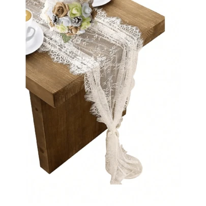 1pc 14*118inch Lace Table Runner,Embroidered Boho Wedding Table Runners,Vintage Rustic Lace Cloth Runner For Wedding Party Bridal Shower Decorations.
