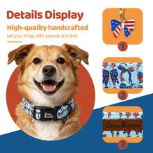 Bobo Rainbow Dog Collars Independence Day Blue American Flag Themed Bow Print Pet Collar 4th Of July Adjustable Pendant Collar With Quick Release Plastic Buckle For Dogs - Biru - View 4
