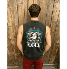 Vintage Washed Anaheim Ducks Hockey Sleeveless Tank Top Men's Retro Mighty Ducks Casual Streetwear - màu đen - Xem 2