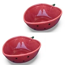 Set Of 2 Strawberry Hand-Painted Ceramic Bowls 500ml - Đỏ - Xem 11