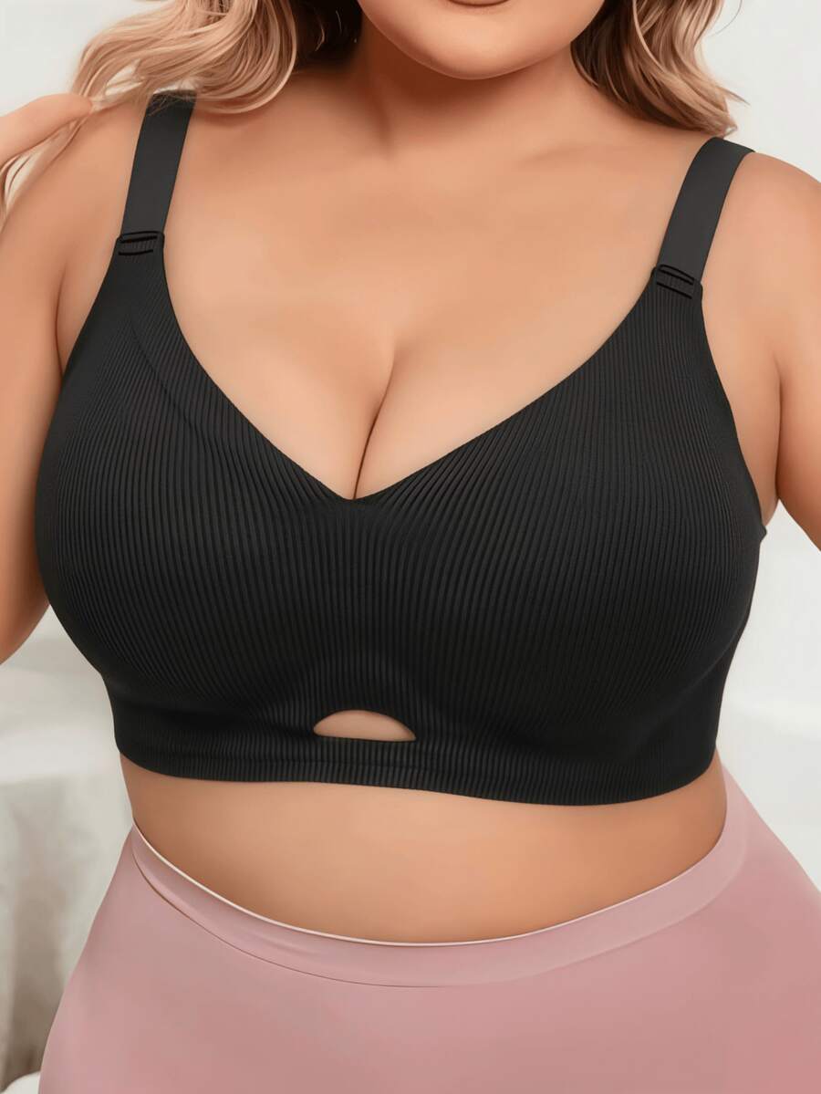 Thin Lift Wireless Seamless Bra For Large Bust, Minimizes Underboob, Prevents Sagging, Enhances Cleavage, Plus Size - Black - View 1