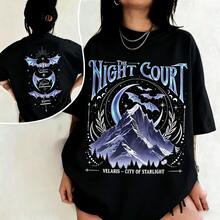 Velaris The Night Court Acotar Two-Sided Comfort  Shirt, Velaris The Night Court Shirt, Court Of Dreams, Inner Circle Acotar Tee-Unisex Summer Casual Vintage Cotton Printed T-Shirts For Couples - 黑色 - 查看 15