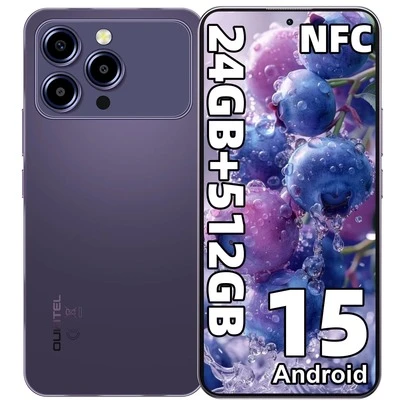  OUKITEL P1 PRO NFC Smartphone Android 15, 6.7-inch FHD+ AMOLED 120Hz, 24(8+16)GB+512GB ROM Dual 4G Cellphone, 5150mAh Battery