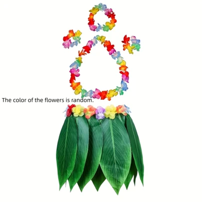 Bộ 5 chiếc váy giả lá cỏ Hawaii, váy lá cây, váy trang trí tiệc bãi biển, trang trí Halloween, trang trí Giáng sinh.