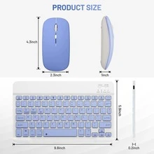Combo de teclado y ratón inalámbricos Bluetooth, conjunto de teclado y ratón inalámbricos ultra delgados y portátiles, compatible con Android, tabletas Windows, teléfonos inteligentes, iPad Pro, iPad Air, iPad Mini, iPadOS/iOS 13 y superior (Morado claro) - violeta claro - Ver 7