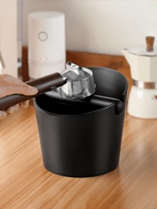 1pc Shock-Proof Coffee Grounds Collector Box, Suitable For Barista Coffee Grinding, Anti-Slip Coffee Grounds Dumping Bucket, Coffee Accessories, Student Supplies, Back To School Season - Black - View 5