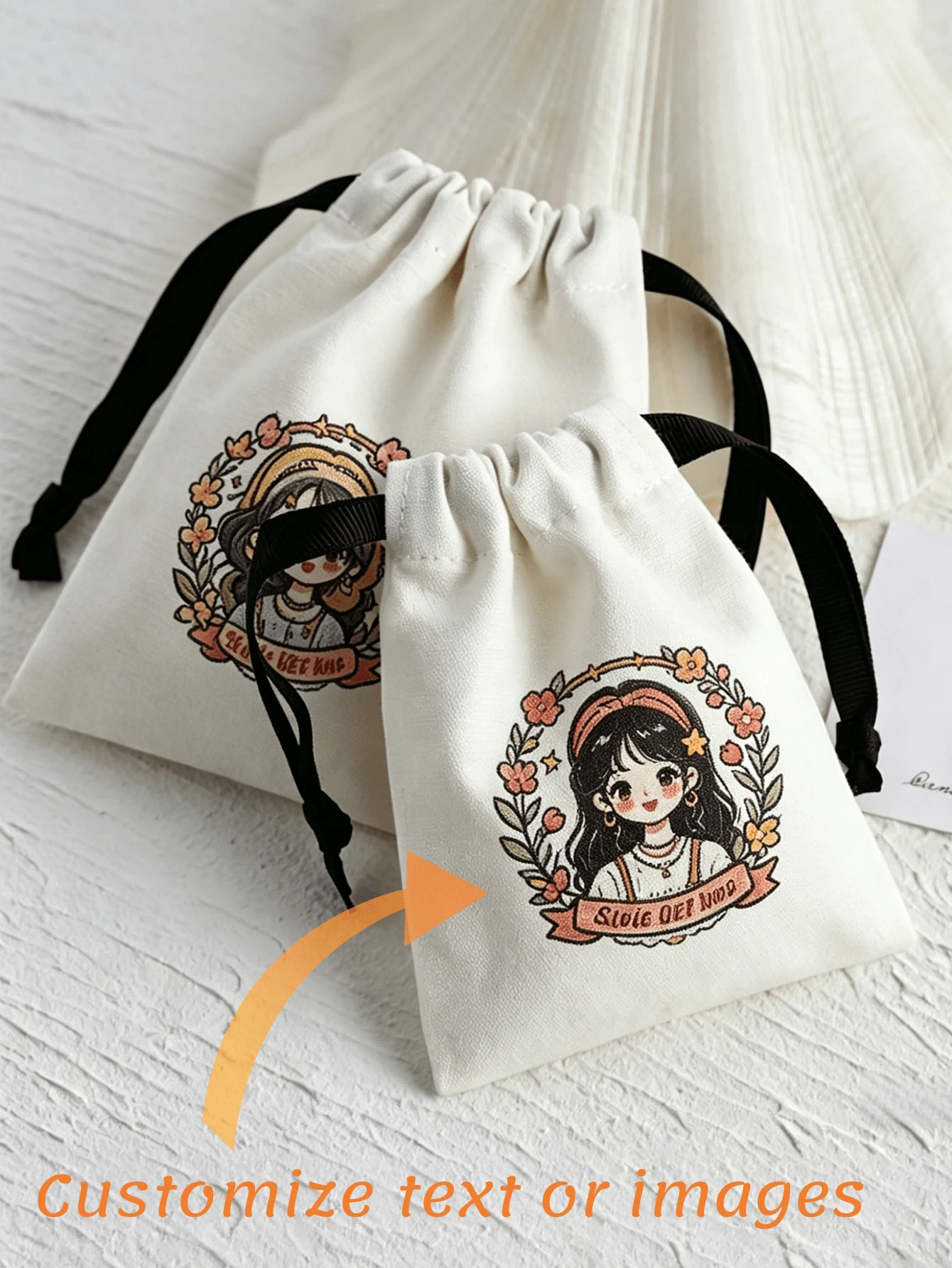 2 piezas Bolsas de regalo personalizables de poliéster con logotipo, bolsas de joyería, bolsas de regalo de boda/cumpleaños para seres queridos y parejas - Multicolor - Ver 1