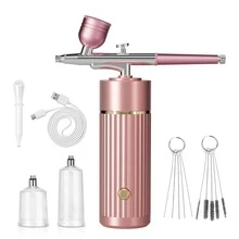 Airbrush Kit With Compressor, Portable Automatic Handheld Airbrush, 0.35mm Needle, 34Psi Air Pressure, Rechargeable Compressor, Suitable For Painting, Model Coloring And Cake Decoration - 粉色 - 查看 5